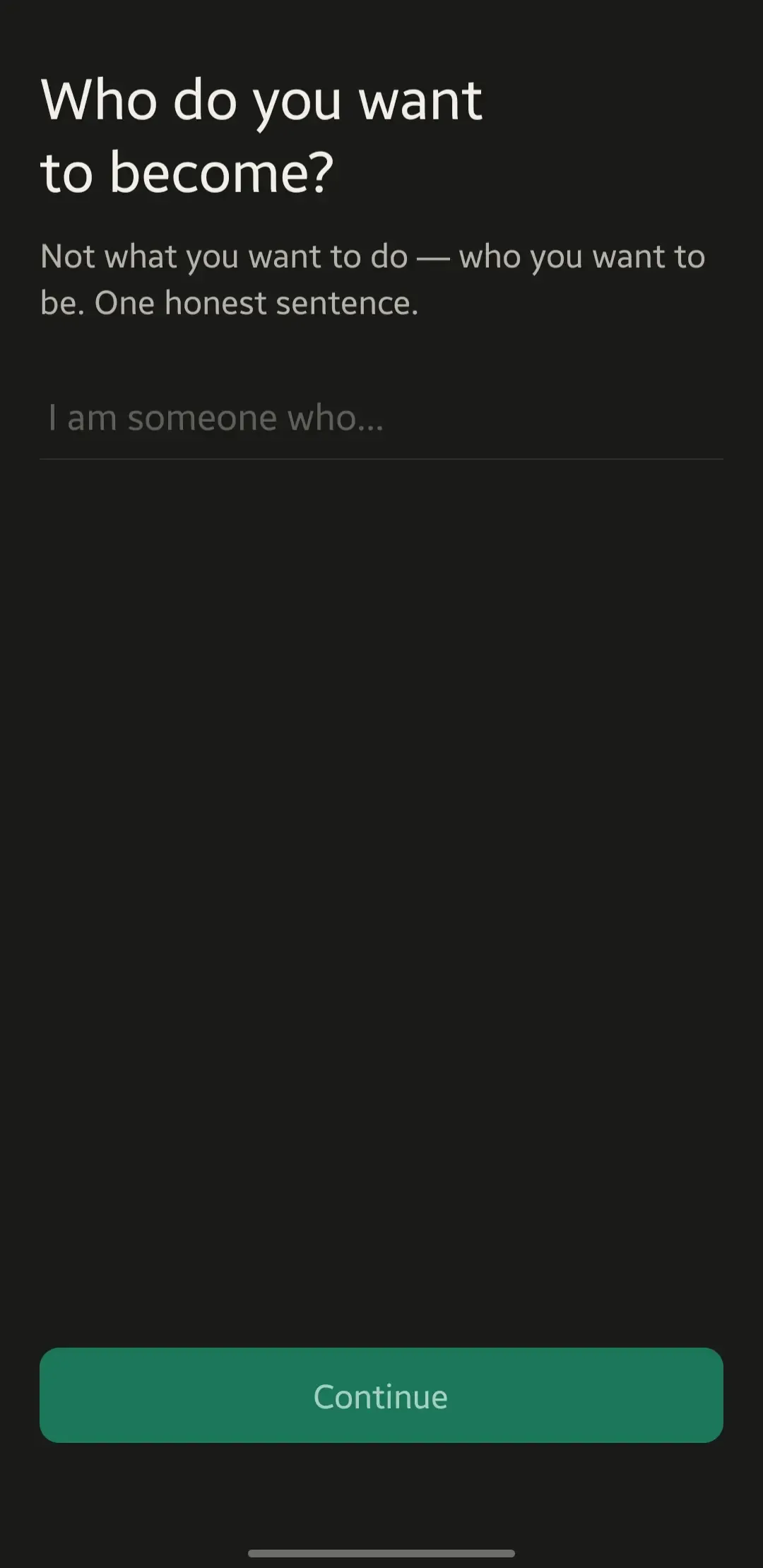 Onboarding screen showing tiny habit setup